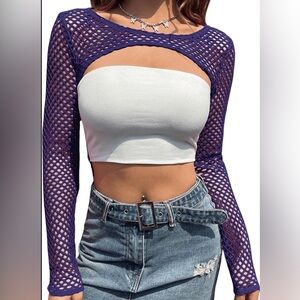 Purple Super Crop Fishnet Top + 4 Pasties